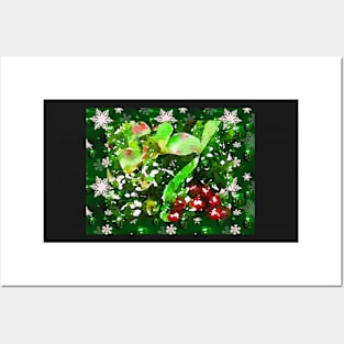 Holiday berries and floral print Posters and Art